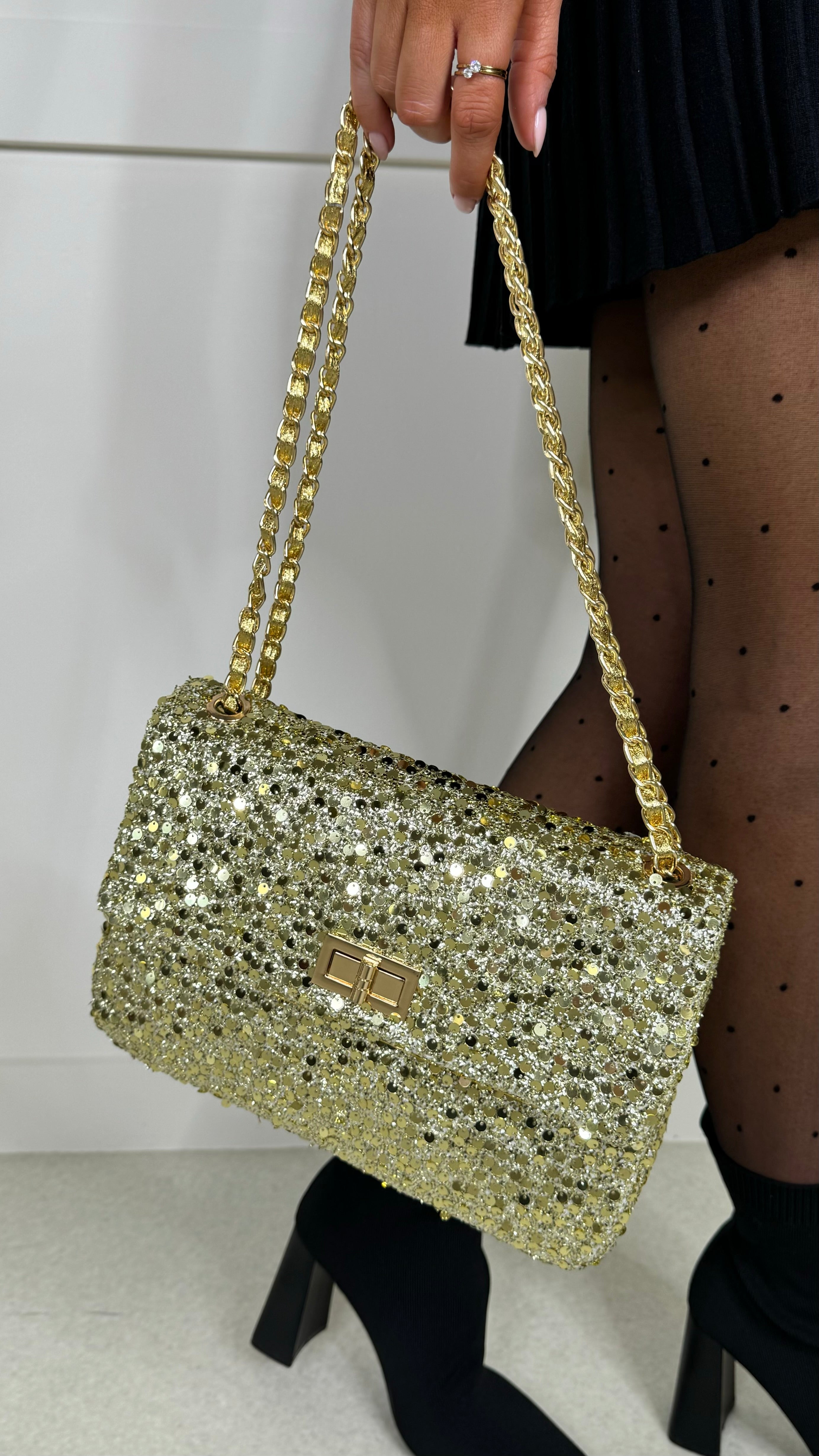 Monica Gold Sequin Handbag