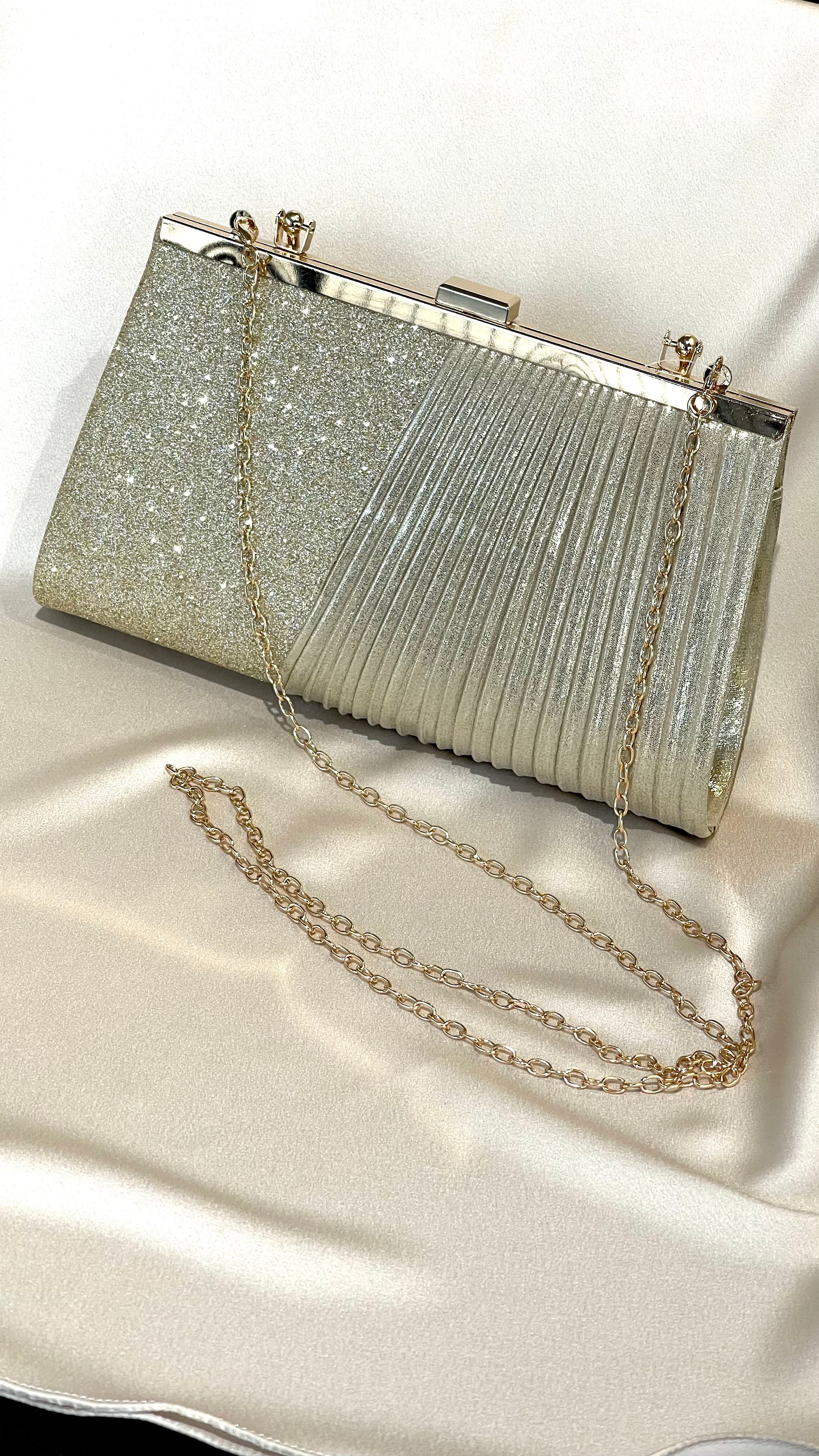 Trisha Gold Glitter Detail Clutch Bag