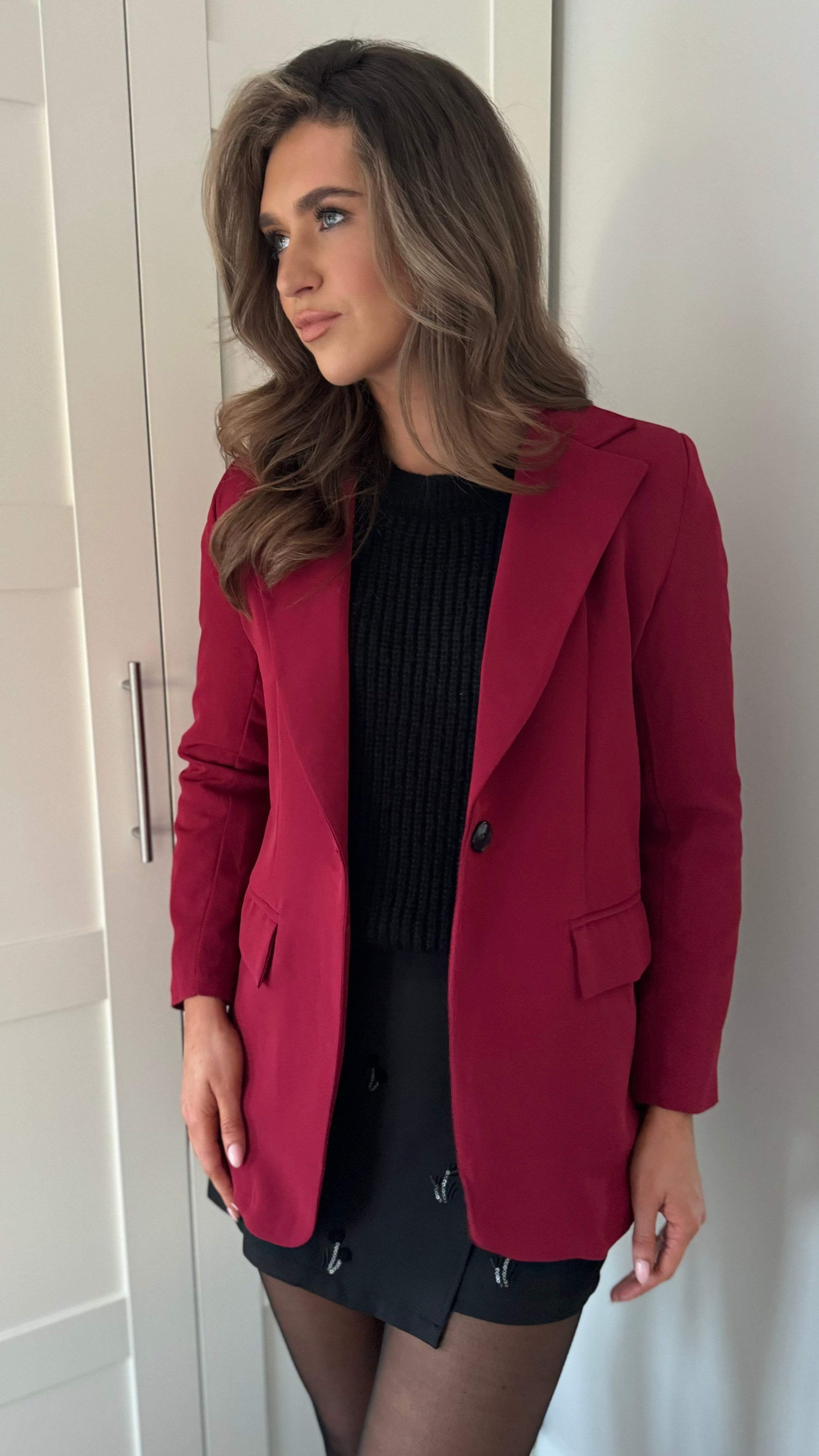 Toni Burgundy Oversized Blazer