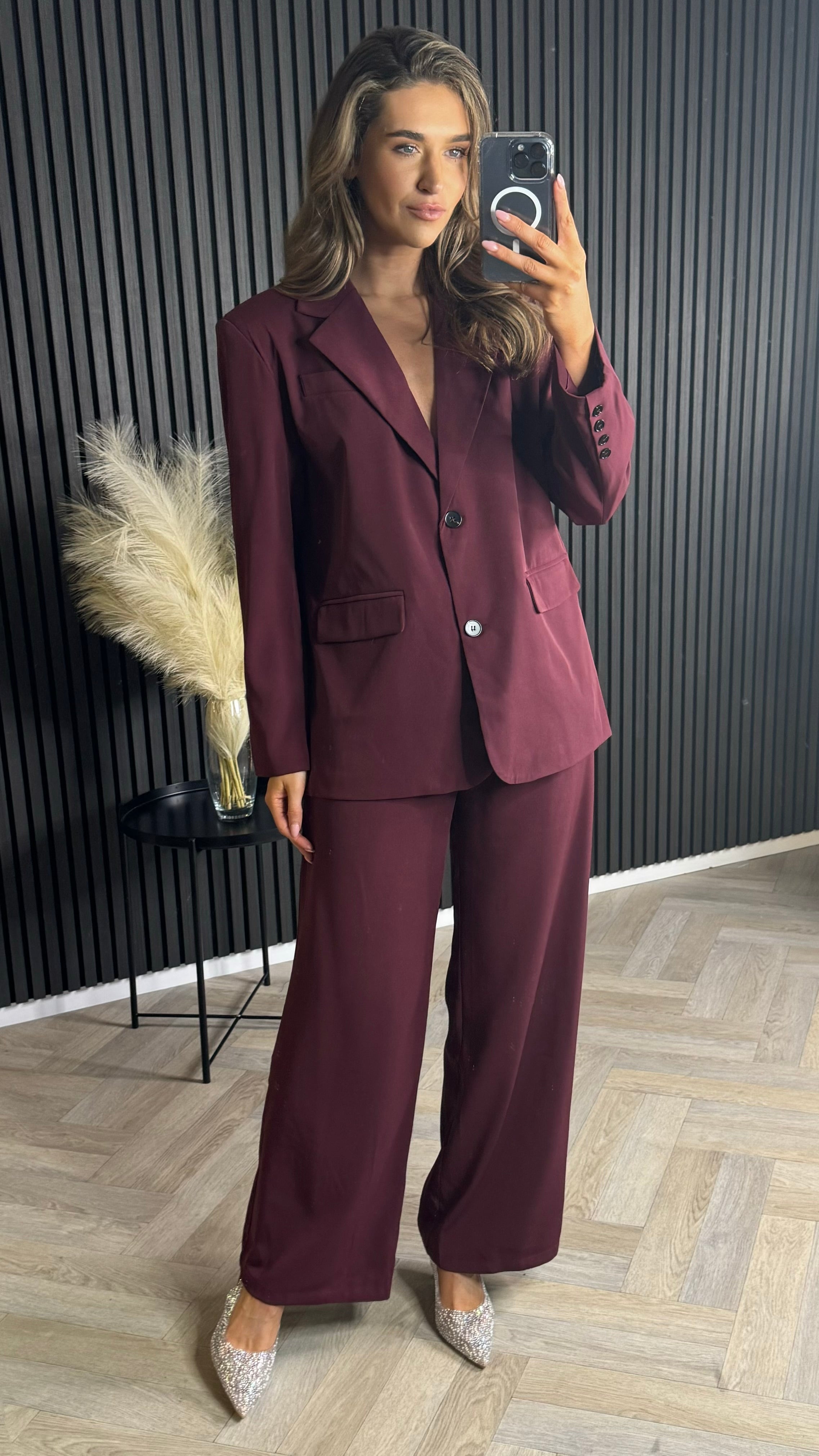 Aine Burgundy Oversized Blazer