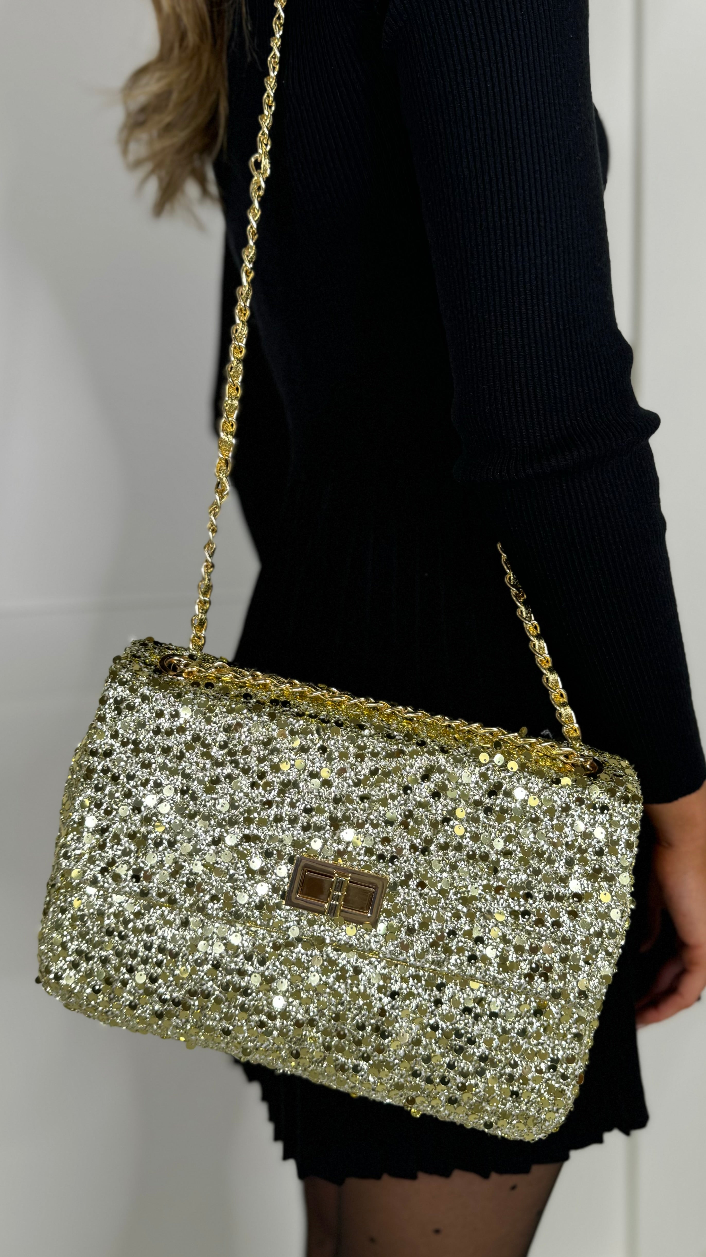 Monica Gold Sequin Handbag