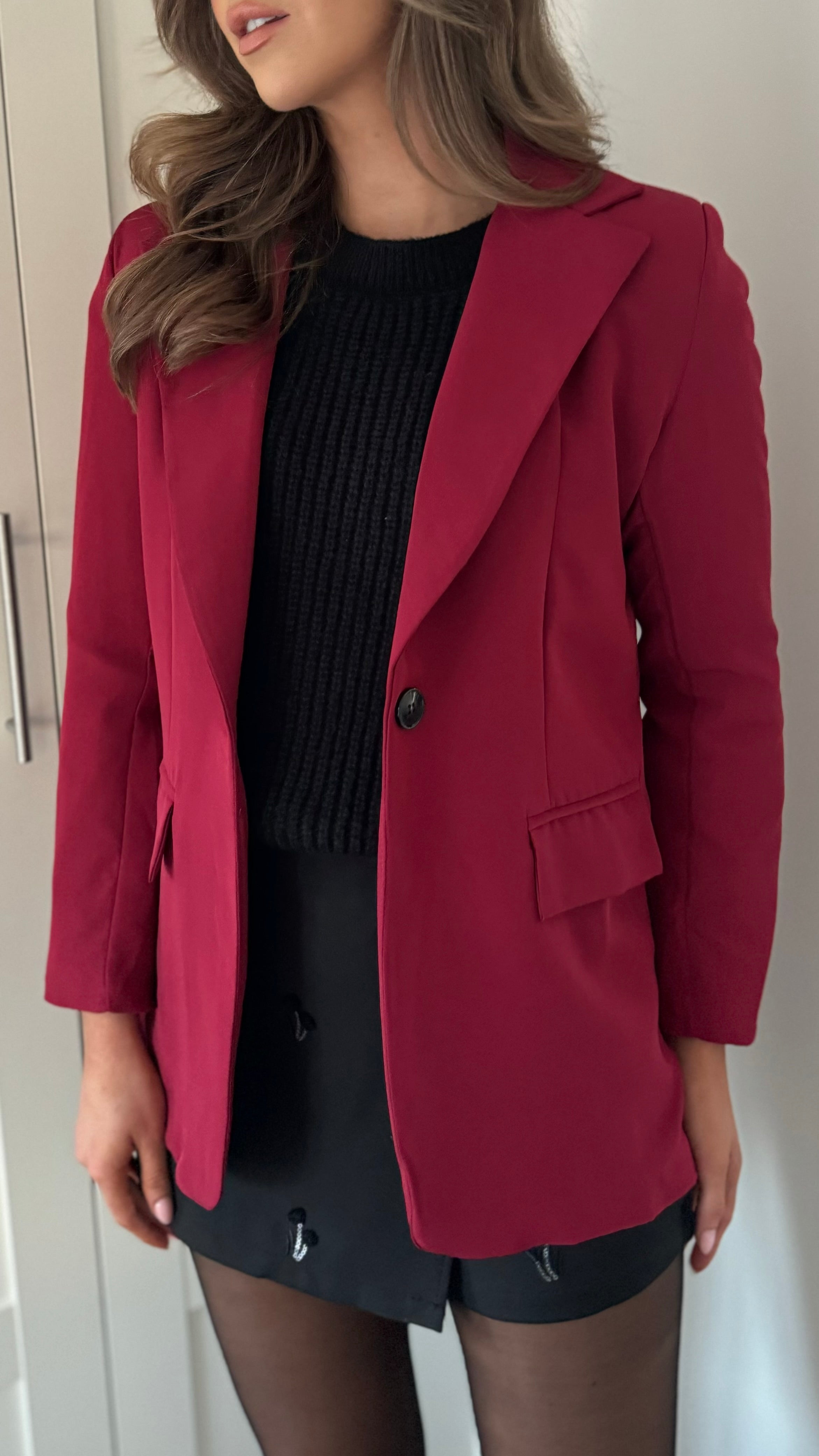 Toni Burgundy Oversized Blazer