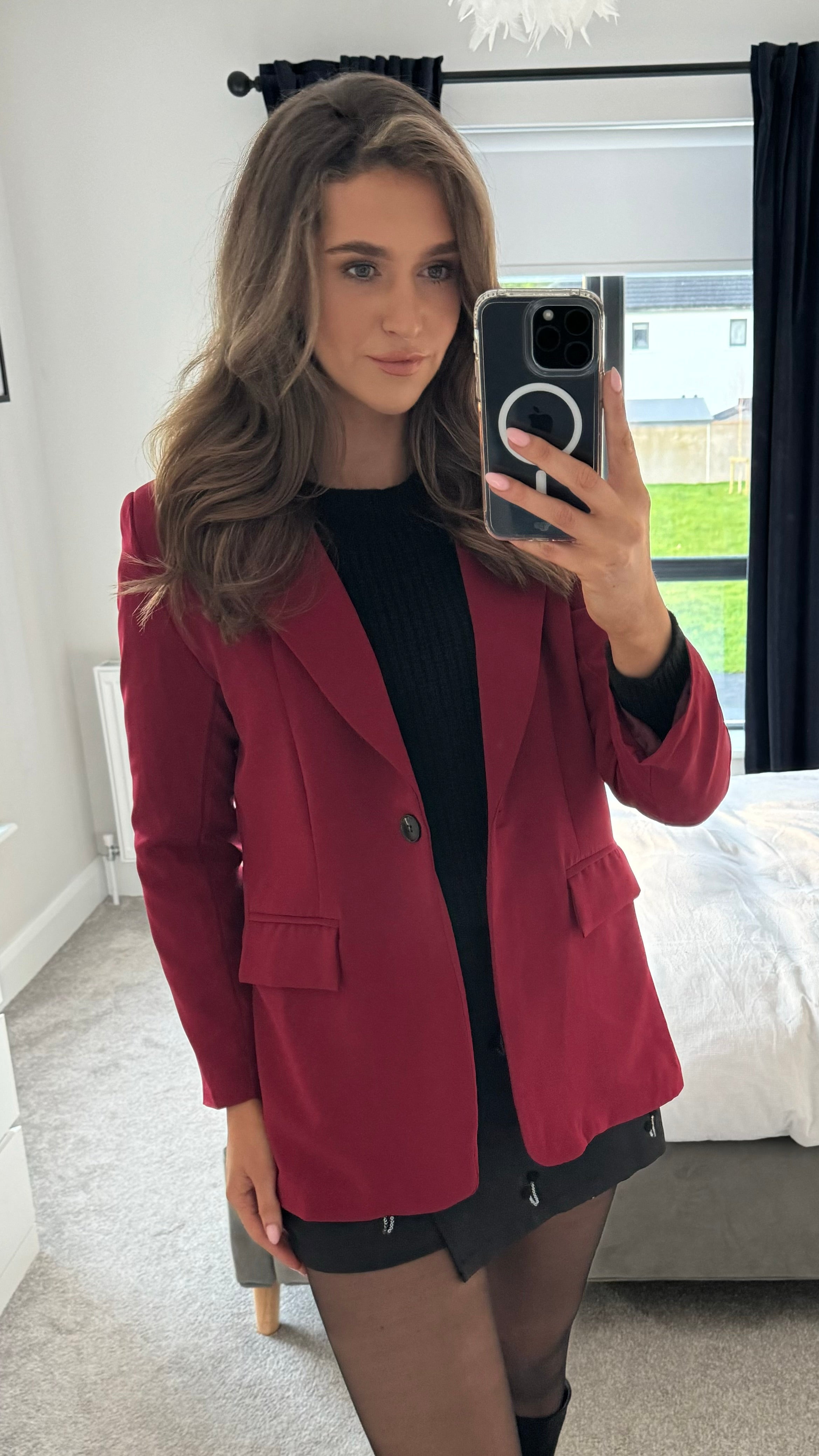 Toni Burgundy Oversized Blazer