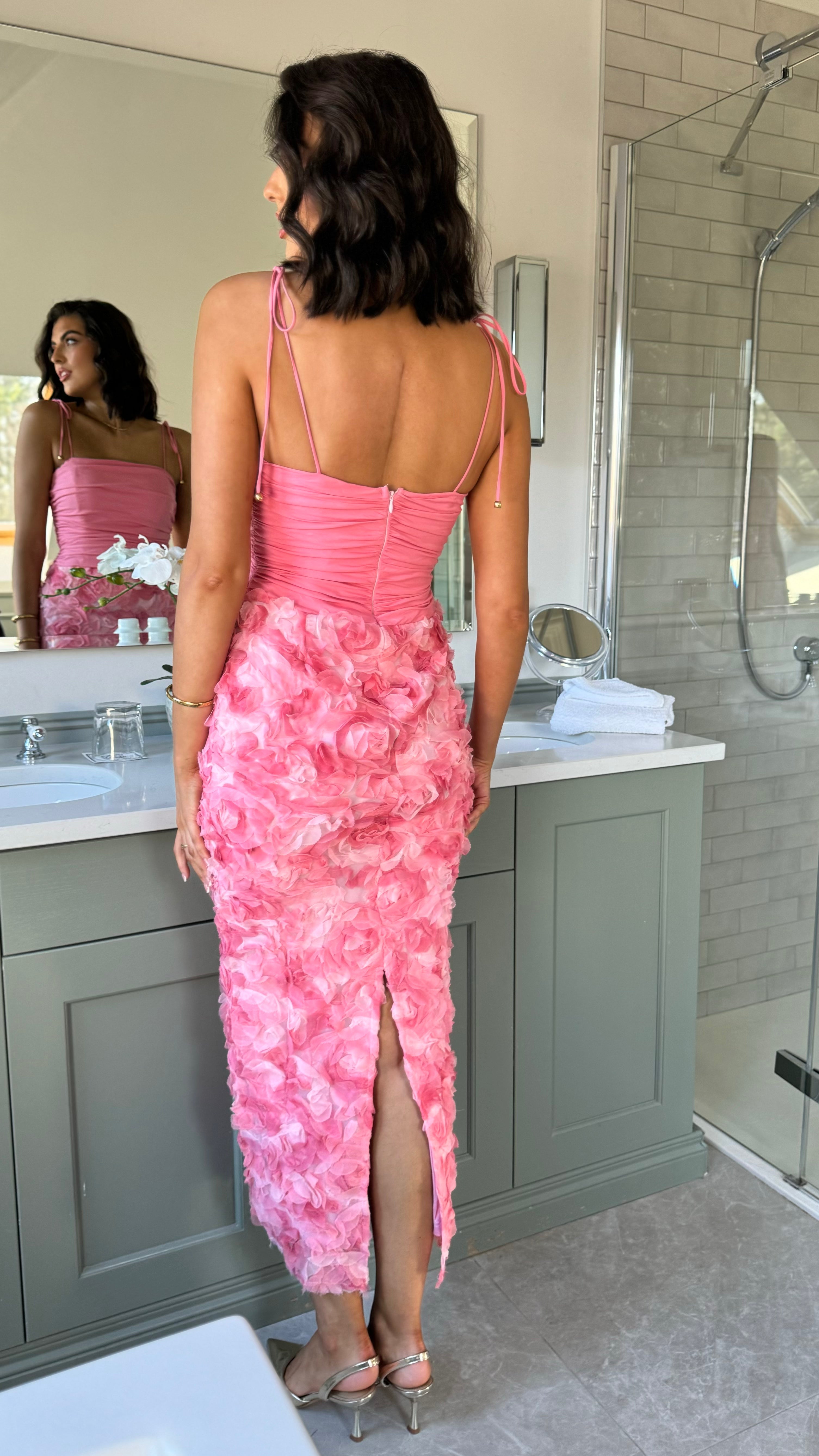 Gemma Pink Embellished Floral Maxi Dress