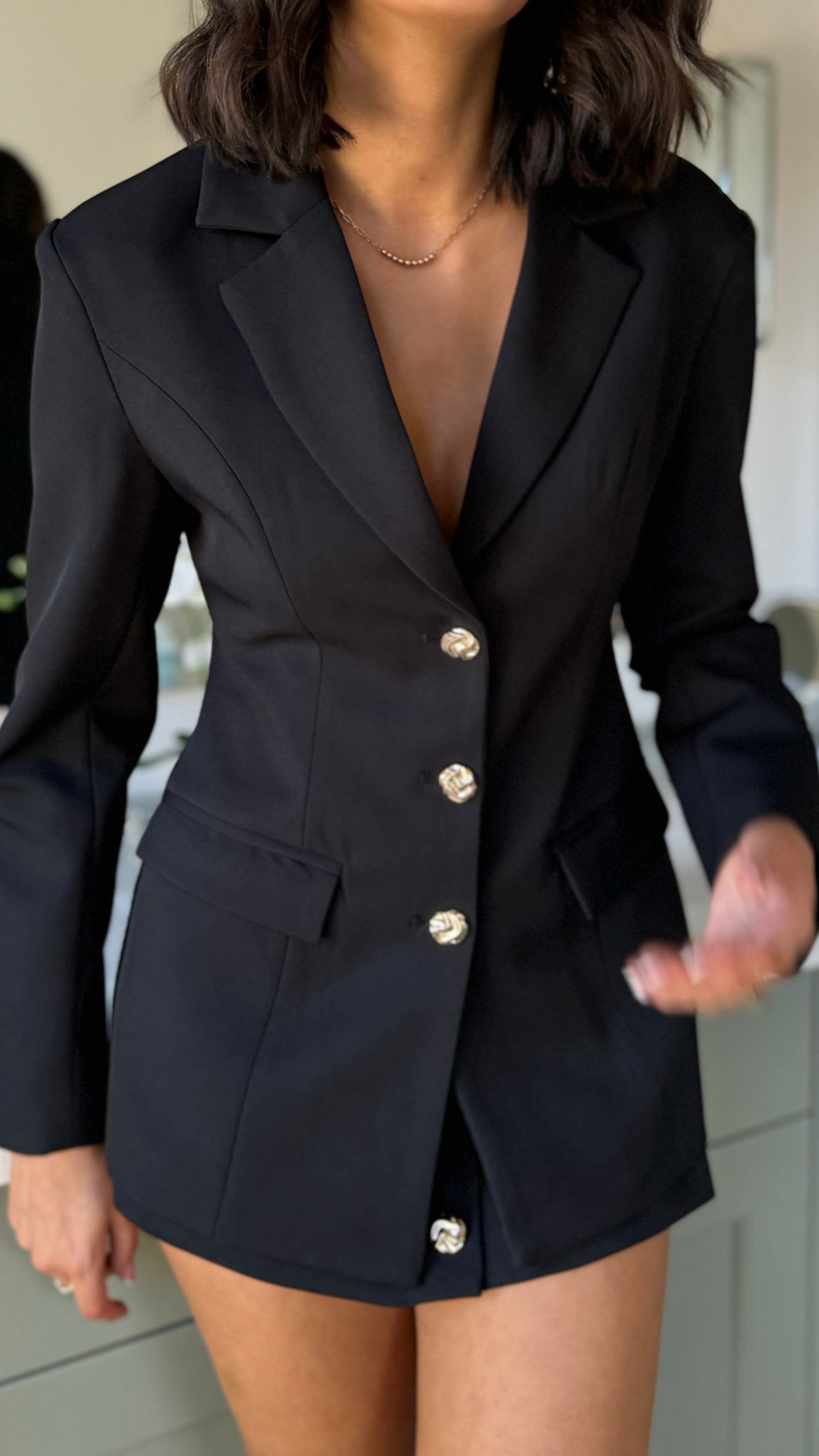 Maia Black Tailored Button Down Blazer